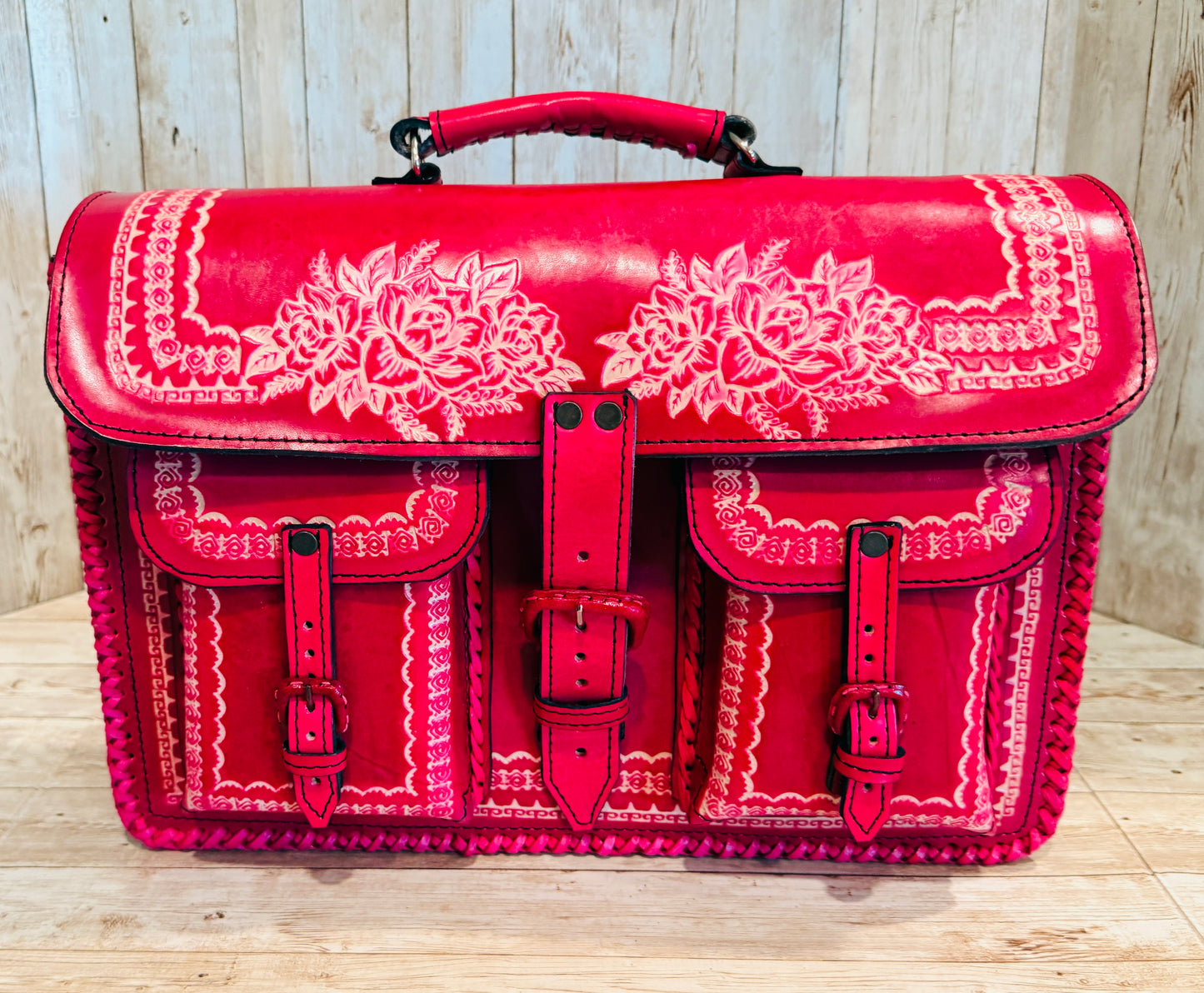 Unisex Leather Handmade Portfolio Leather Business Briefcase Mexican Artesanal Satchel Portafolio Artesanal de Piel de Cuero Amartillado