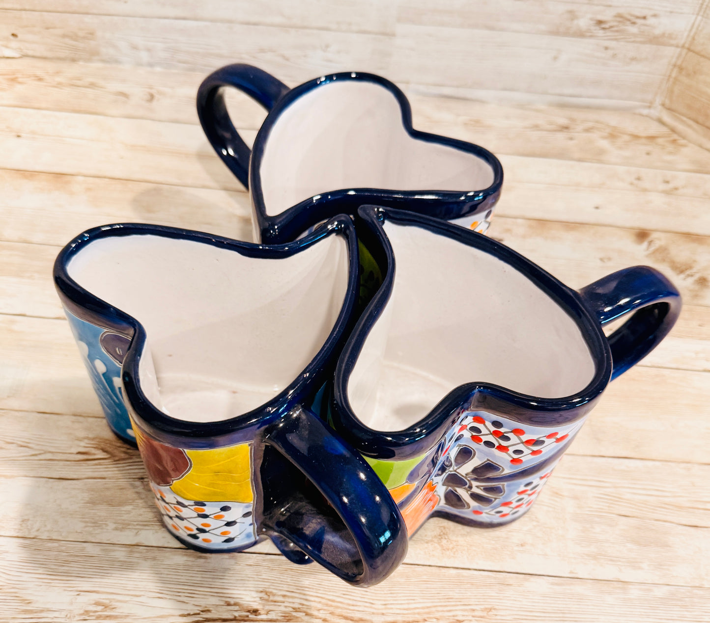 Tazas de Talavera en Forma de Corazon Mexican Heart Shaped Talavera Mugs