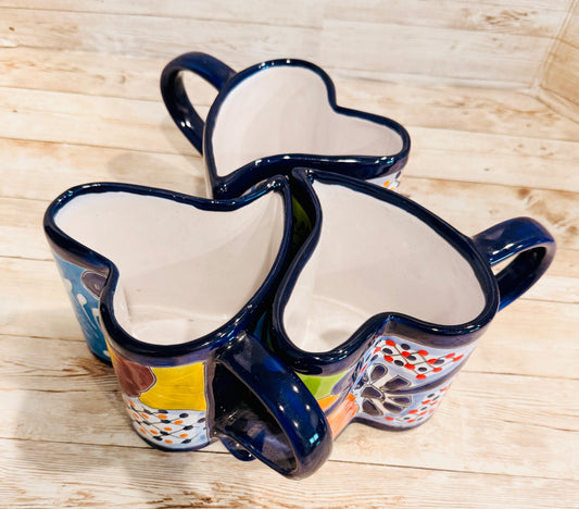Tazas de Talavera en Forma de Corazon Mexican Heart Shaped Talavera Mugs