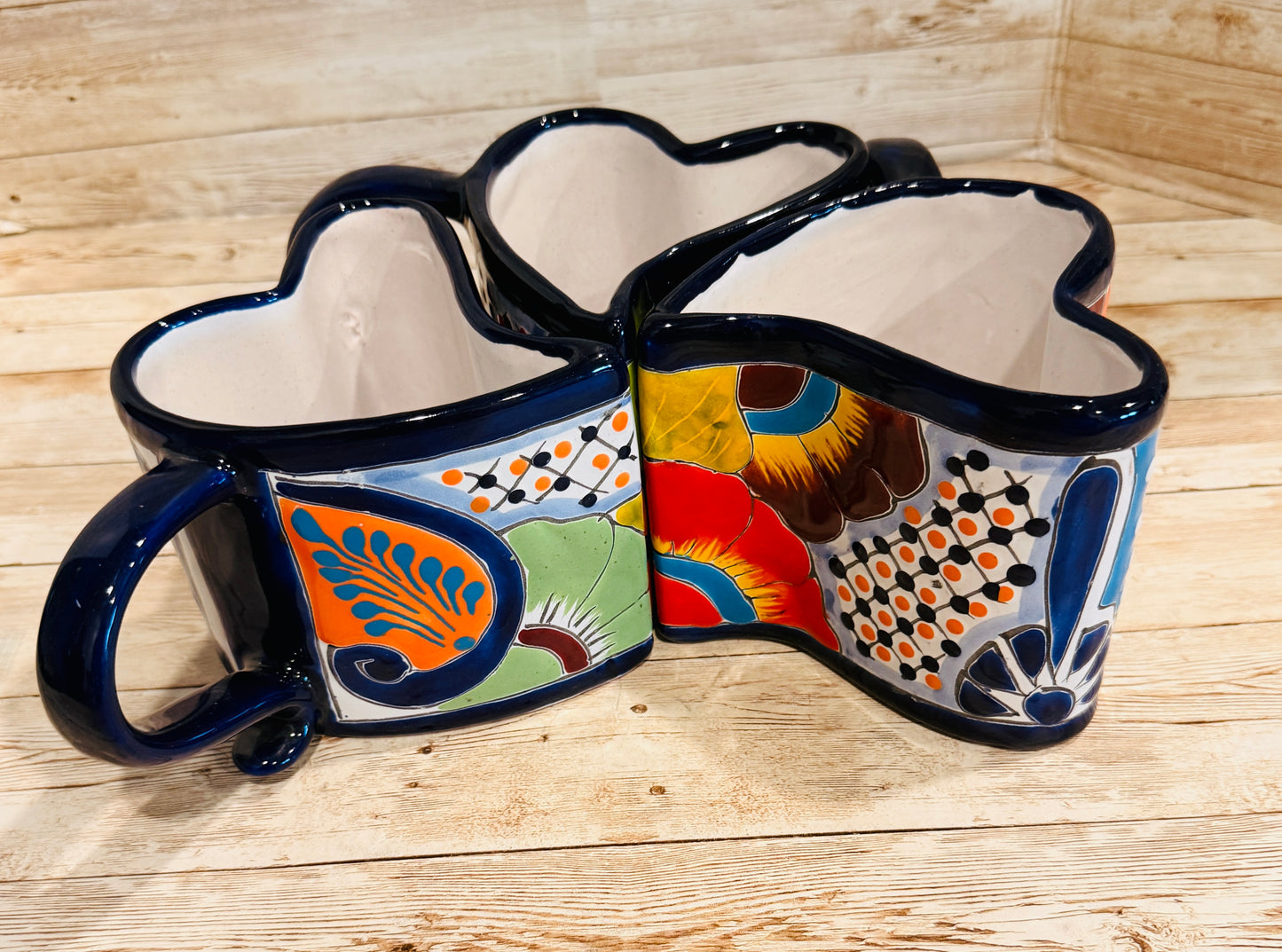 Tazas de Talavera en Forma de Corazon Mexican Heart Shaped Talavera Mugs