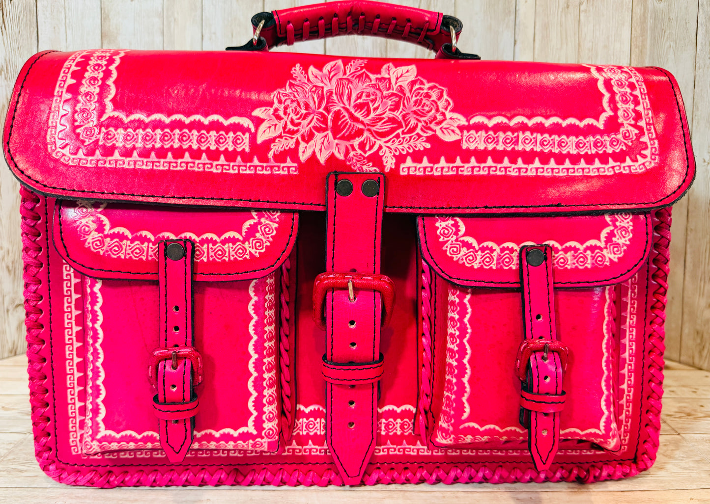 Unisex Leather Handmade Portfolio Leather Business Briefcase Mexican Artesanal Satchel Portafolio Artesanal de Piel de Cuero Amartillado