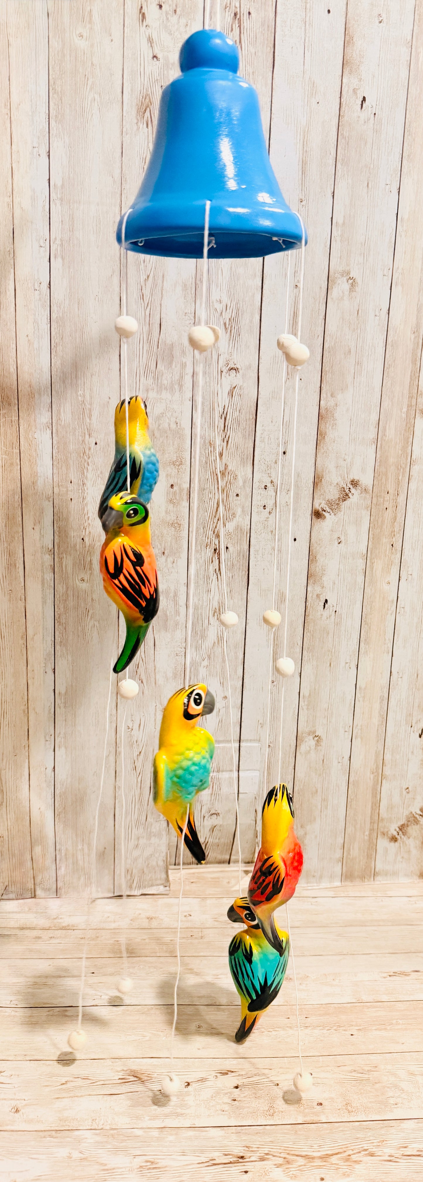 Mexican Ceramic Parrots Wind Chime Campana de Viento Mexicana de Cotorritoa