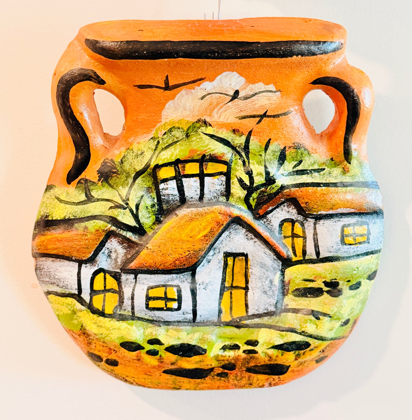 Mexican Terra Cota Wall Decor Jarron Colgante Mexicano de Barro