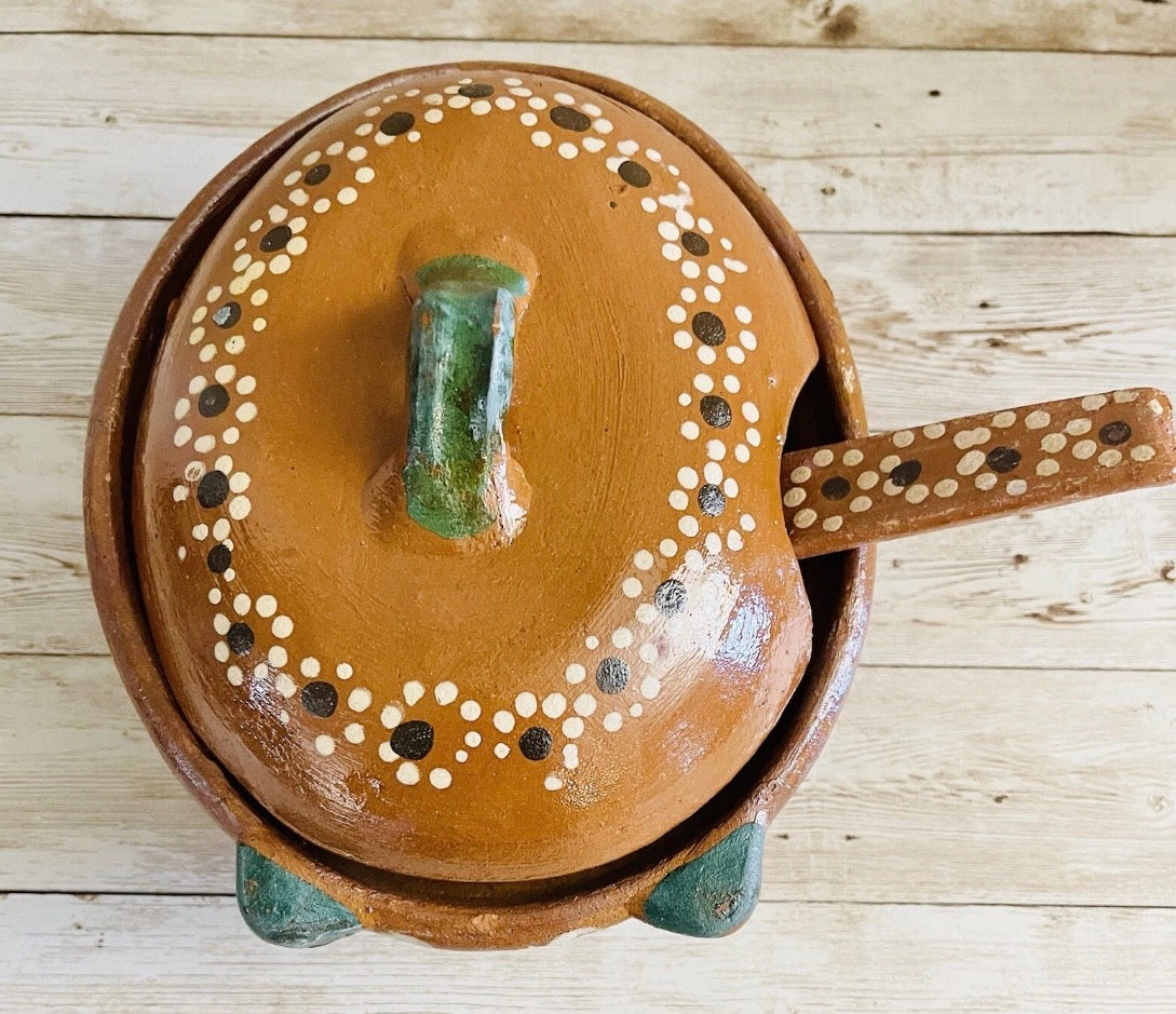 Terra Cotta Mexican Pottery Salsa Pig Bowl with or Without Spoon Salsero de Barro Mexicano con oh sin Cuchara de Barro