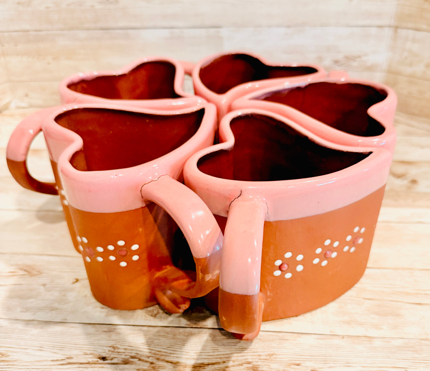 Tazas Forma Corazon de Barro Mexicano Mexican Terracota Heart Shaped Mugs
