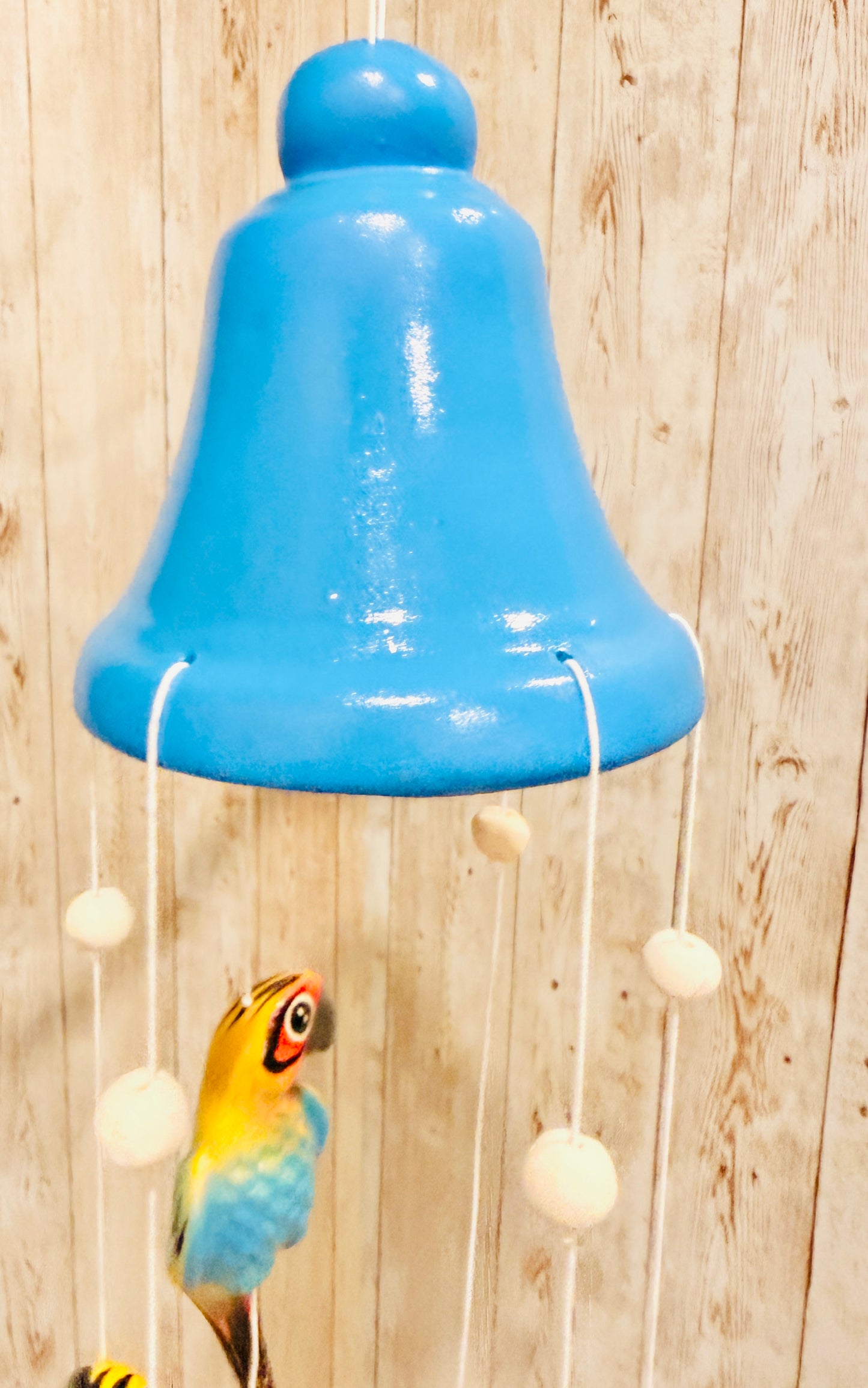 Mexican Ceramic Parrots Wind Chime Campana de Viento Mexicana de Cotorritoa