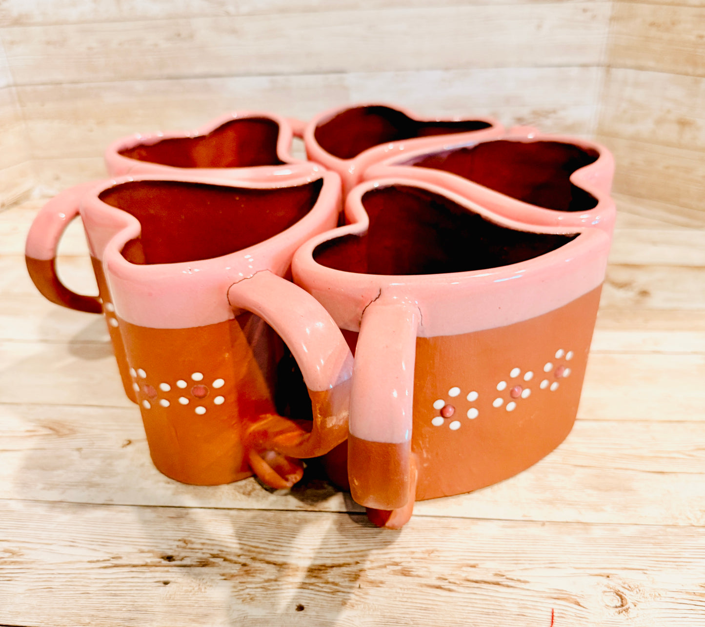 Tazas Forma Corazon de Barro Mexicano Mexican Terracota Heart Shaped Mugs