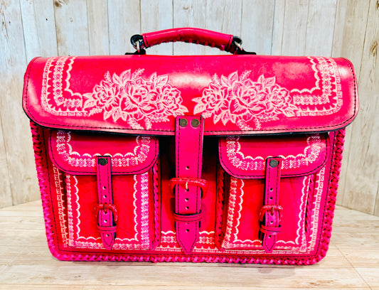 Unisex Leather Handmade Portfolio Leather Business Briefcase Mexican Artesanal Satchel Portafolio Artesanal de Piel de Cuero Amartillado