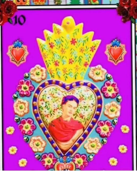 Mandil de Frida Kahlo Loteria Mexican Frida Loteria Apron