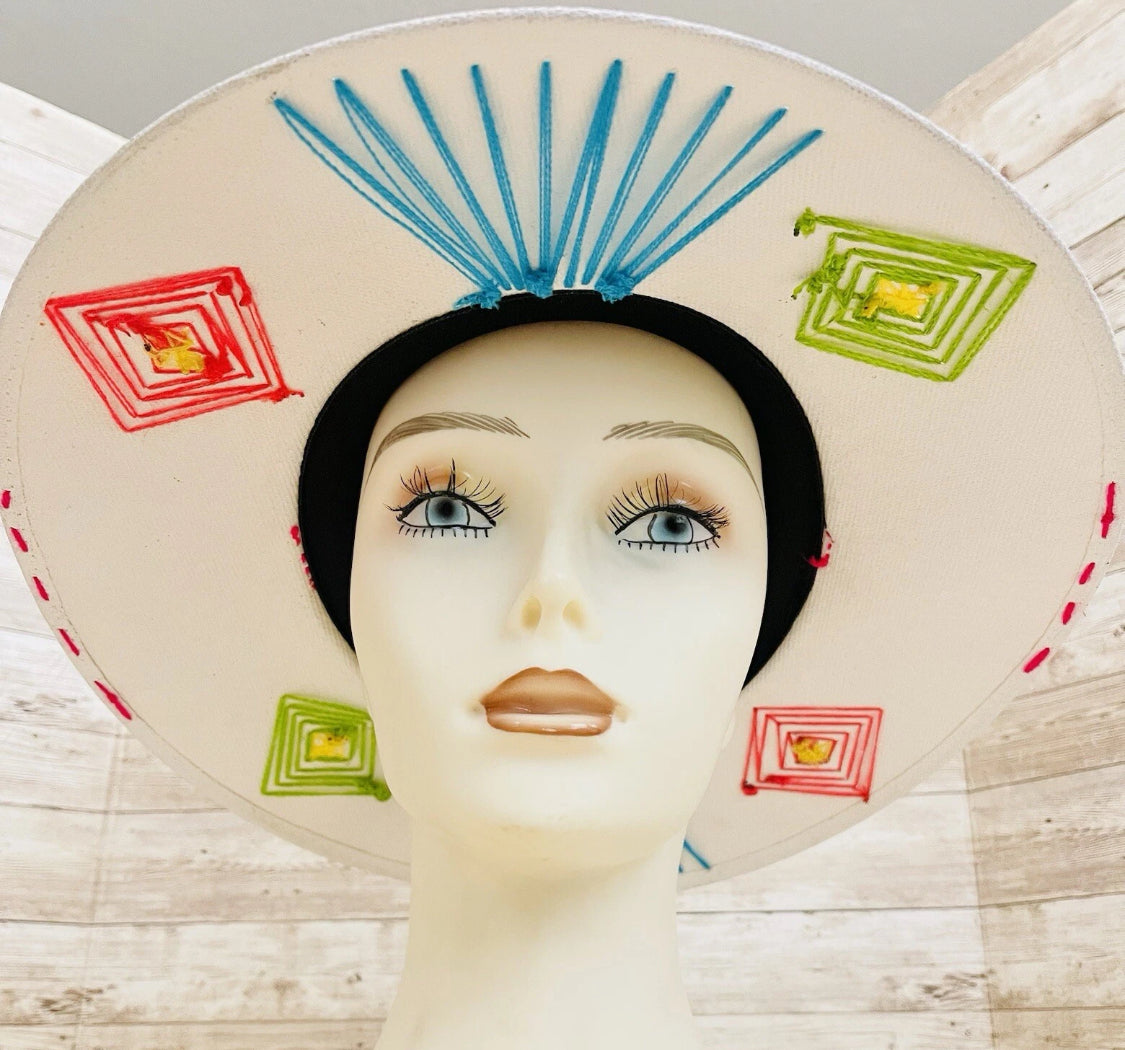 Classic Embroidered Panama Style Hat Large Sombrero Clásico Tipo Panama con Bordado Fino