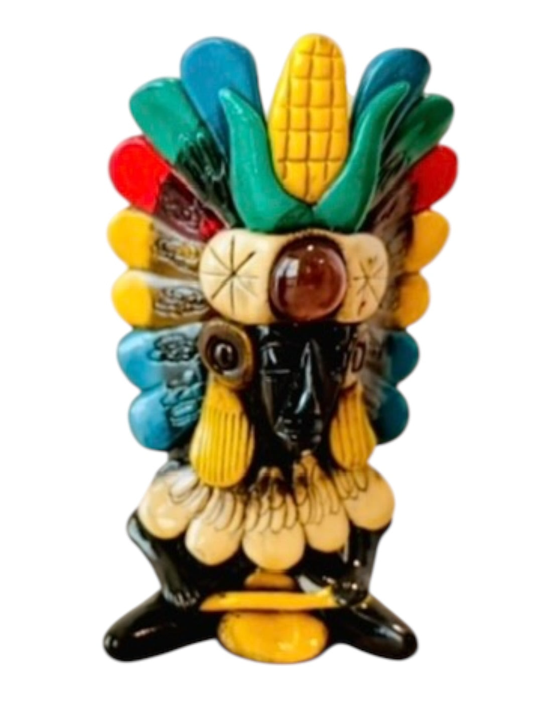 3x Mexican Artesanal Aztec Warrior Shot Glasses 3 Vasos Tequileros Mexicanos Azteca Guerrero
