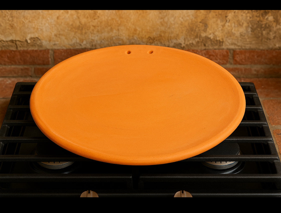Authentic Mexican Terracotta 13 in Grill Handmade Clay Grill Comal de Barro Mexicano de 13 pulgadas Comal Tradicional Tortillas Quesadillas