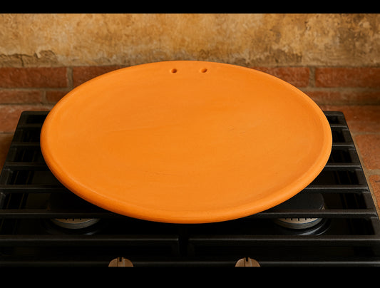 Authentic Mexican Terracotta 13 in Grill Handmade Clay Grill Comal de Barro Mexicano de 13 pulgadas Comal Tradicional Tortillas Quesadillas