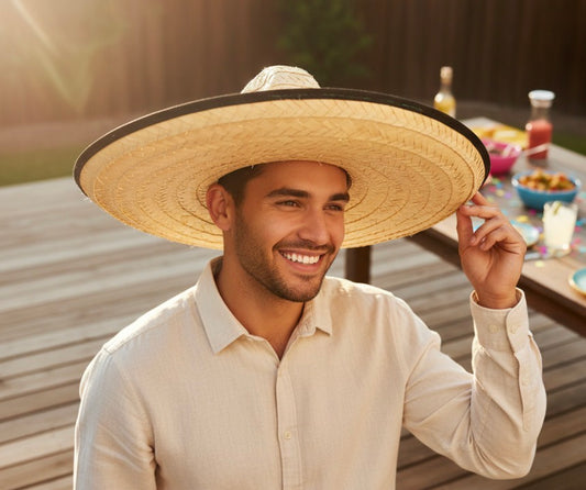 Sombrero Tradicional Mexicano de Palma Con Cinta Bordada De Mexico Straw Hat