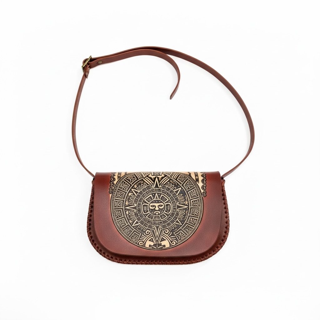 Mexican Leather Tooled Handbag Bolsa Mexicana de Piel Cincelada