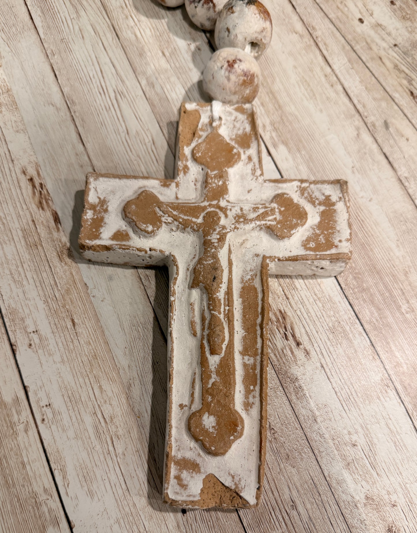 Mexican Large Ceramic Rosary Rustic Farmhouse Decor Rosario Mexicano Grande de Ceramica