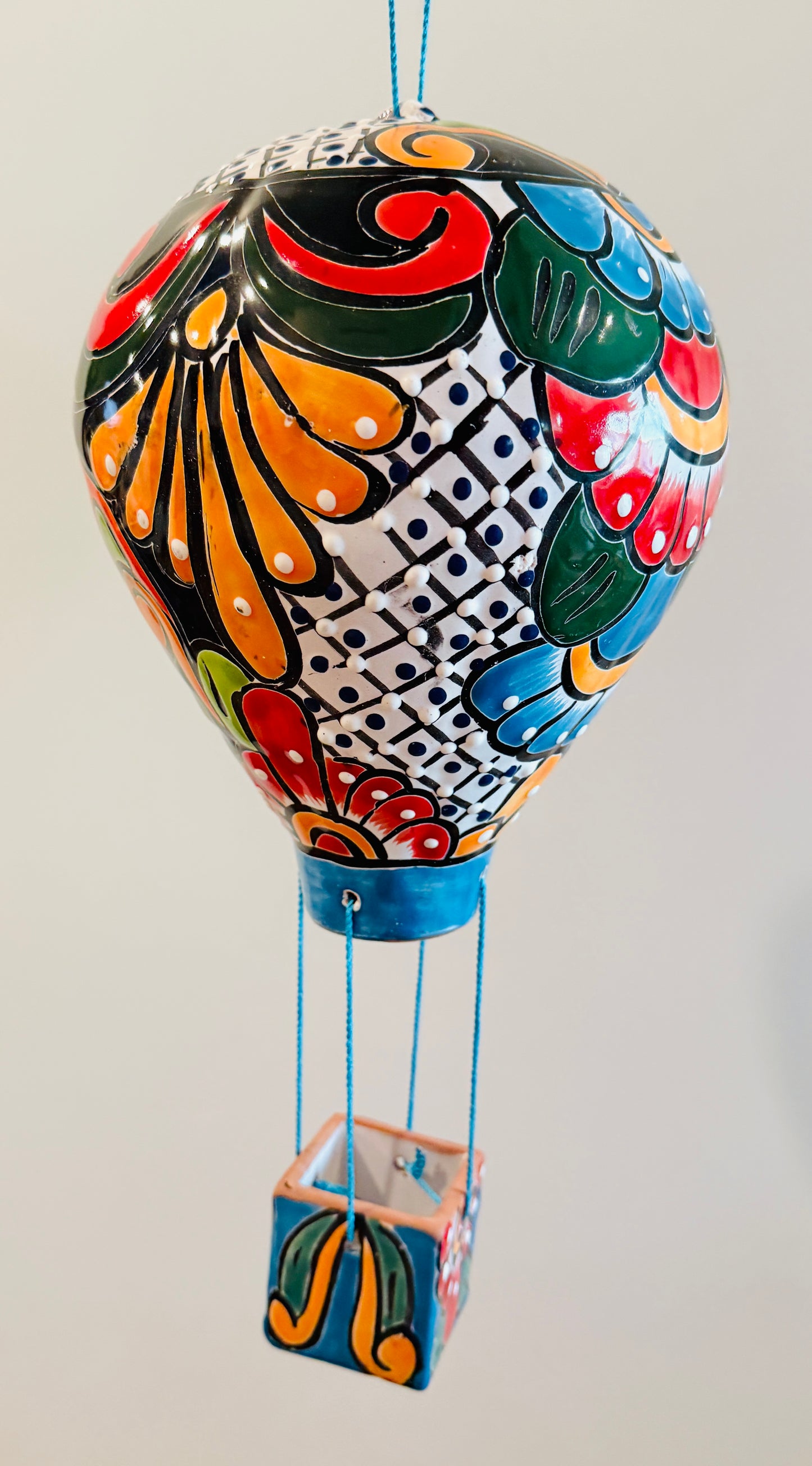 Mexican Talavera Hot Air Ballon Ceramic Hanging Decor Globo Aerostático Mexicano de Talavera Globo de Aire