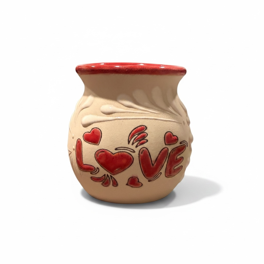 Terra Cotta Mexican Love Pottery Coffee Tea Mugs Tazas de Barro Artesanales  Mexicana Love