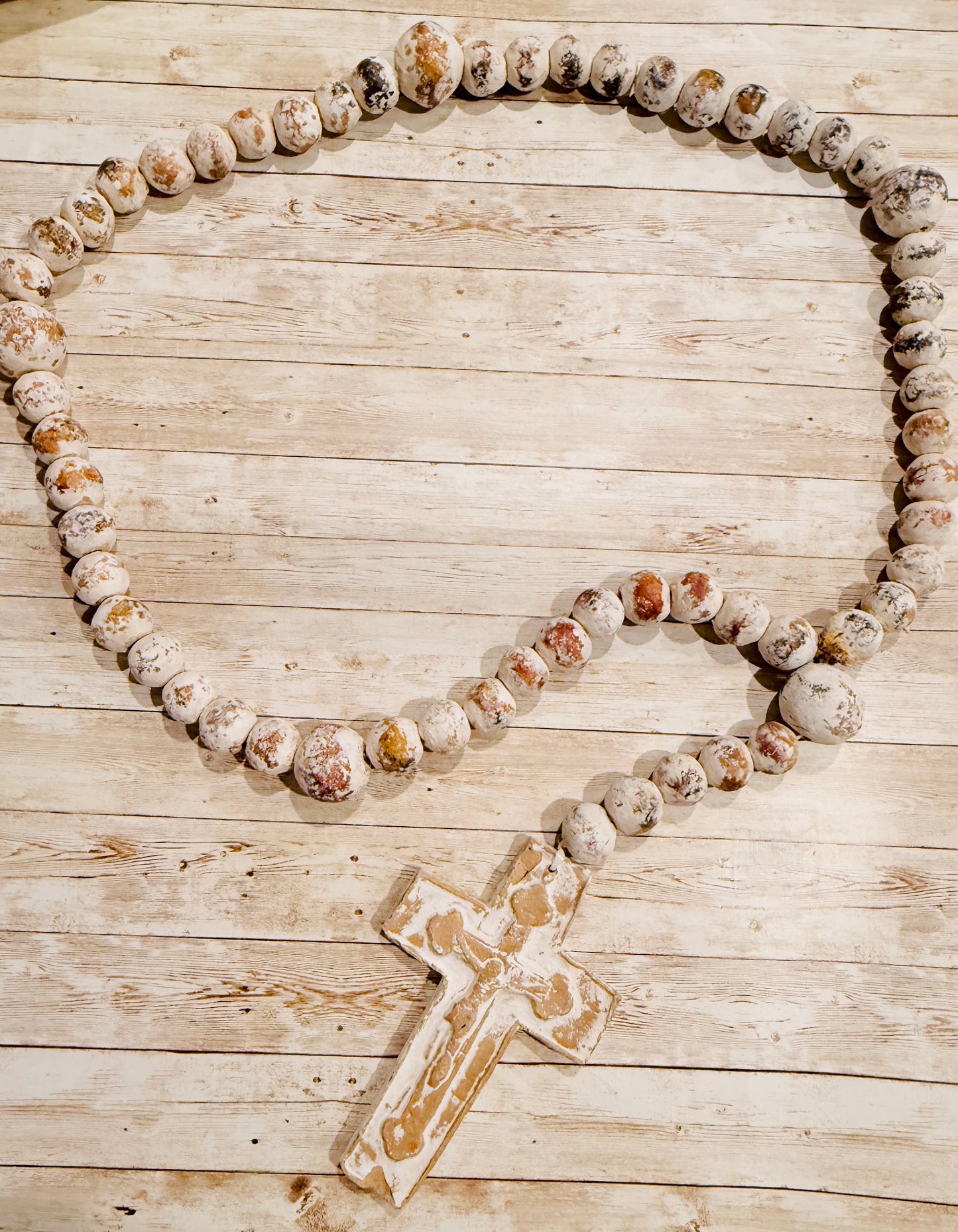 Mexican Large Ceramic Rosary Rustic Farmhouse Decor Rosario Mexicano Grande de Ceramica