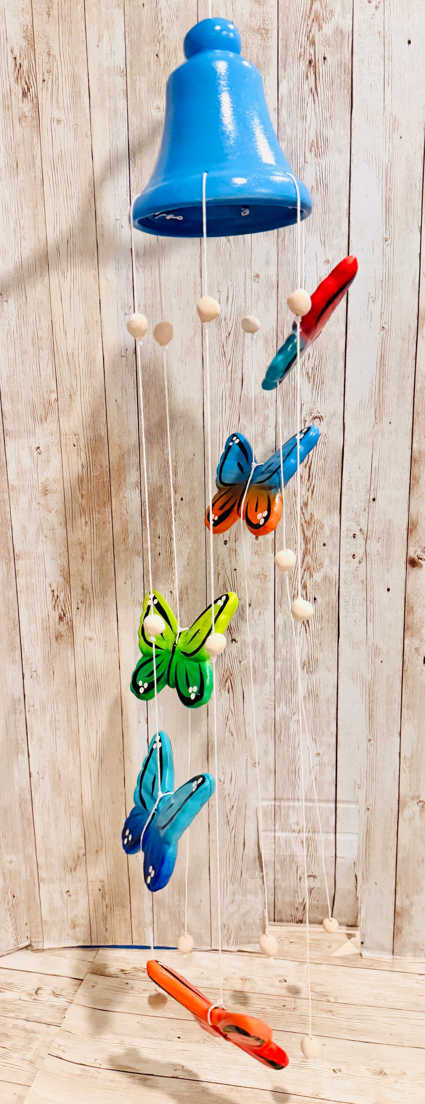 Mexican Ceramic Butterflies with Wind Chime Campana de Viento Mexicana de Mariposas