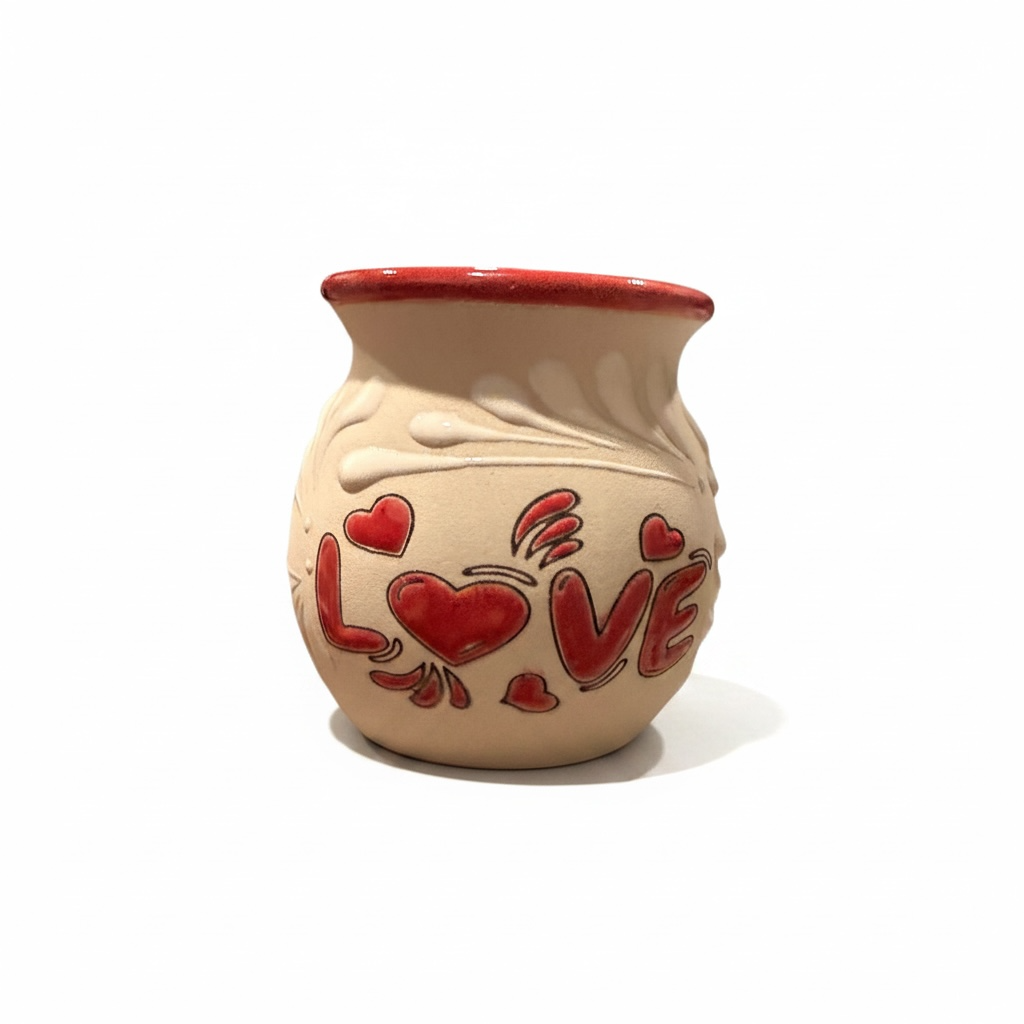 Terra Cotta Mexican Love Pottery Coffee Tea Mugs Tazas de Barro Artesanales  Mexicana Love