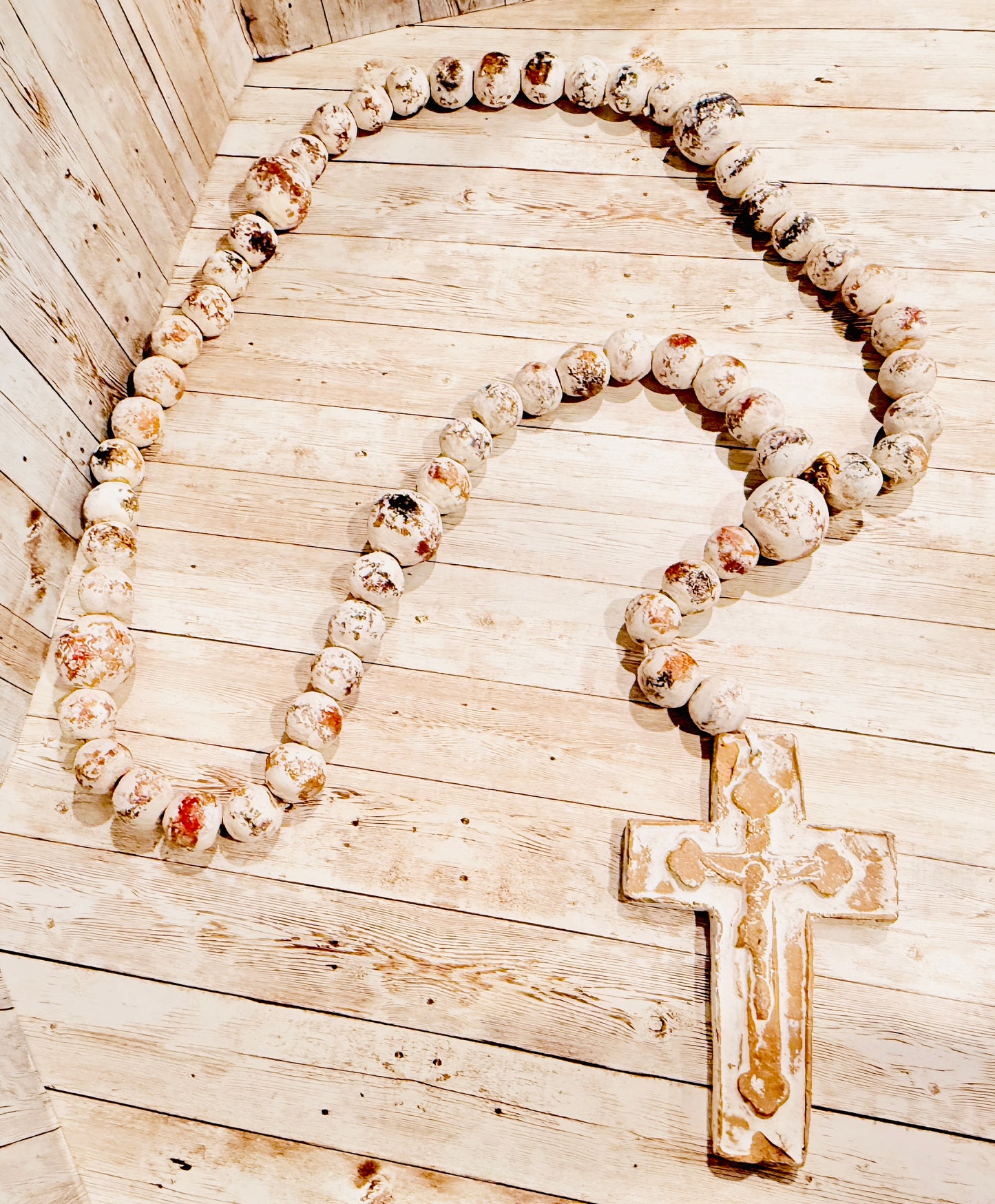 Mexican Large Ceramic Rosary Rustic Farmhouse Decor Rosario Mexicano Grande de Ceramica