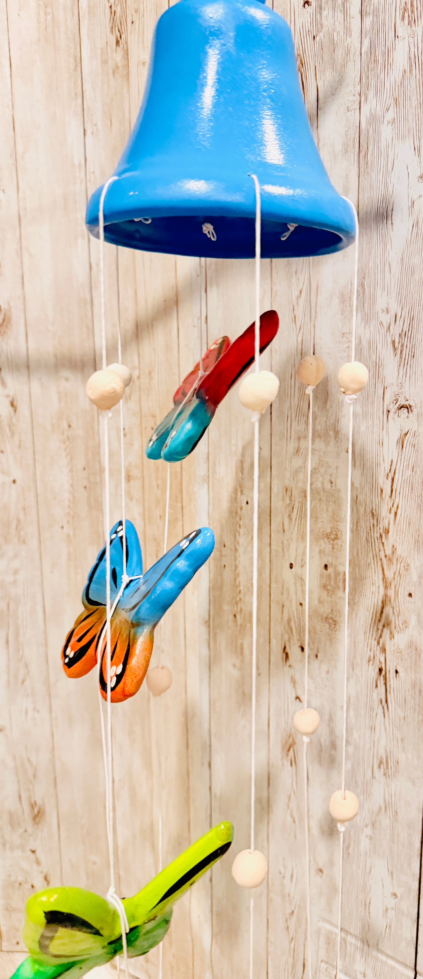 Mexican Ceramic Butterflies with Wind Chime Campana de Viento Mexicana de Mariposas
