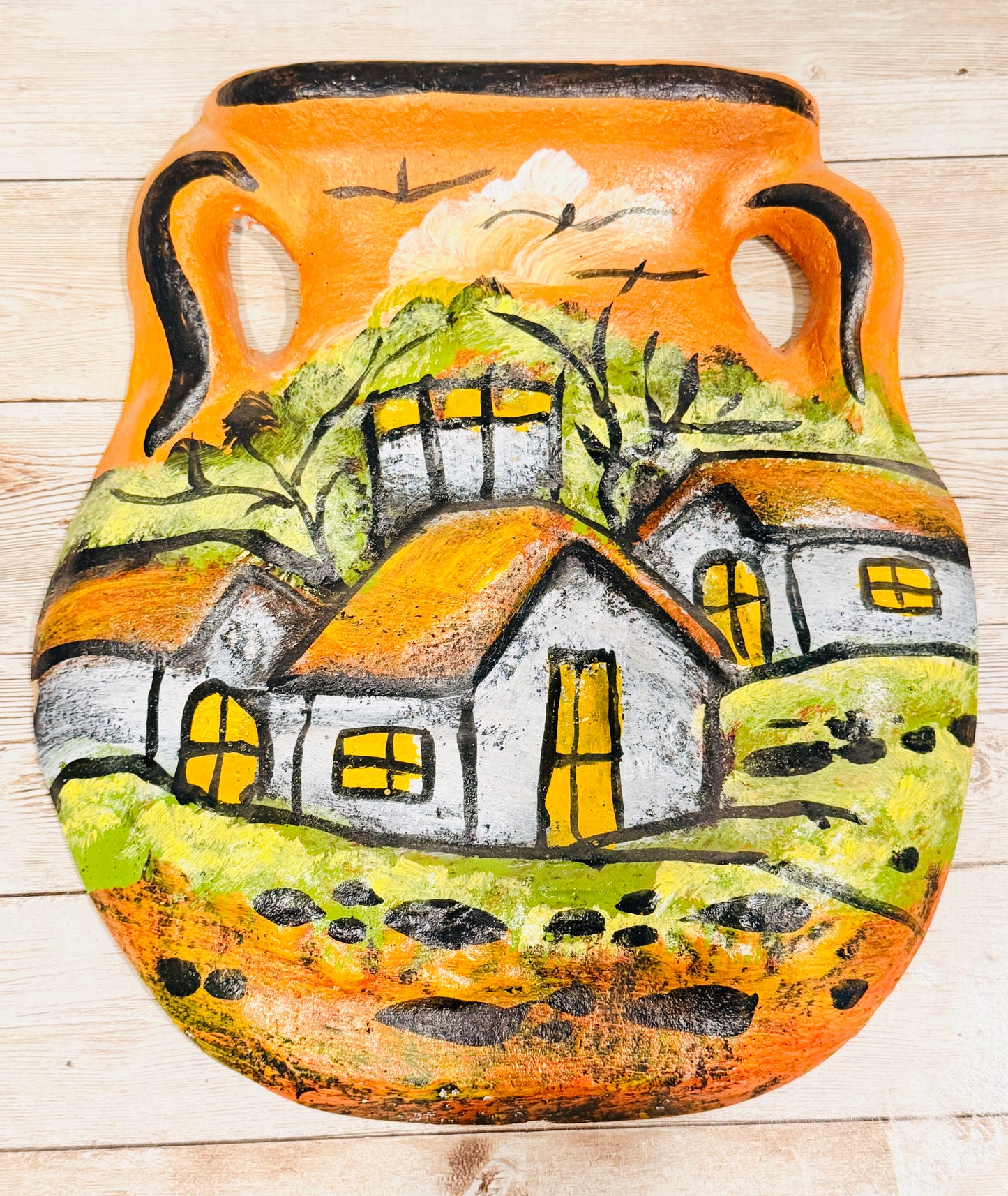 Mexican Terra Cota Wall Decor Jarron Colgante Mexicano de Barro