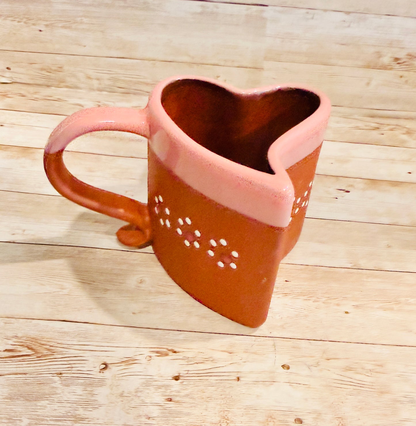 Tazas Forma Corazon de Barro Mexicano Mexican Terracota Heart Shaped Mugs
