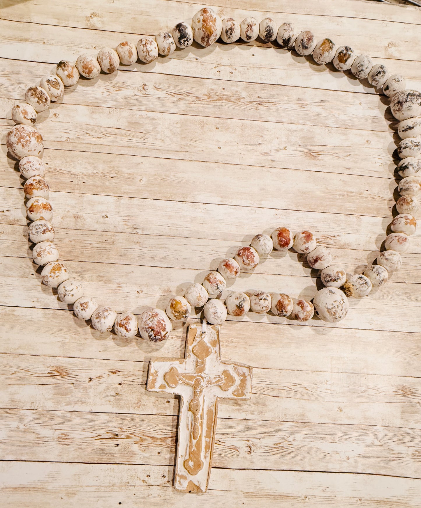 Mexican Large Ceramic Rosary Rustic Farmhouse Decor Rosario Mexicano Grande de Ceramica