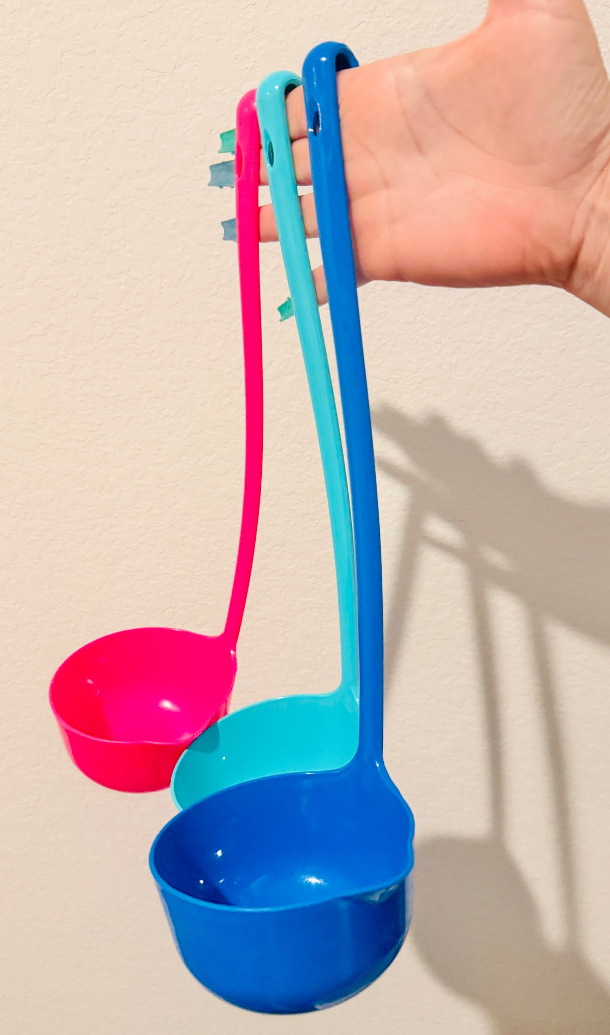 3x Mexican Plastic Ladle Hooked Handle Spoon for Vitrolero Lemonade Soup Cucharon De Plastici Mexicano para Aguas Frescas Sopa