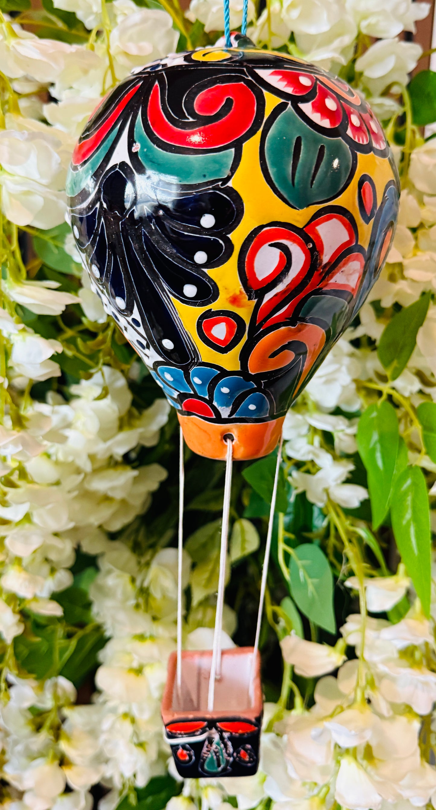 Mexican Talavera Hot Air Ballon Ceramic Hanging Decor Globo Aerostático Mexicano de Talavera Globo de Aire