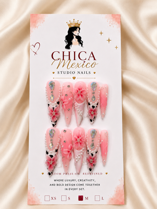 Blush Bloom 3D Floral Press-On Nails