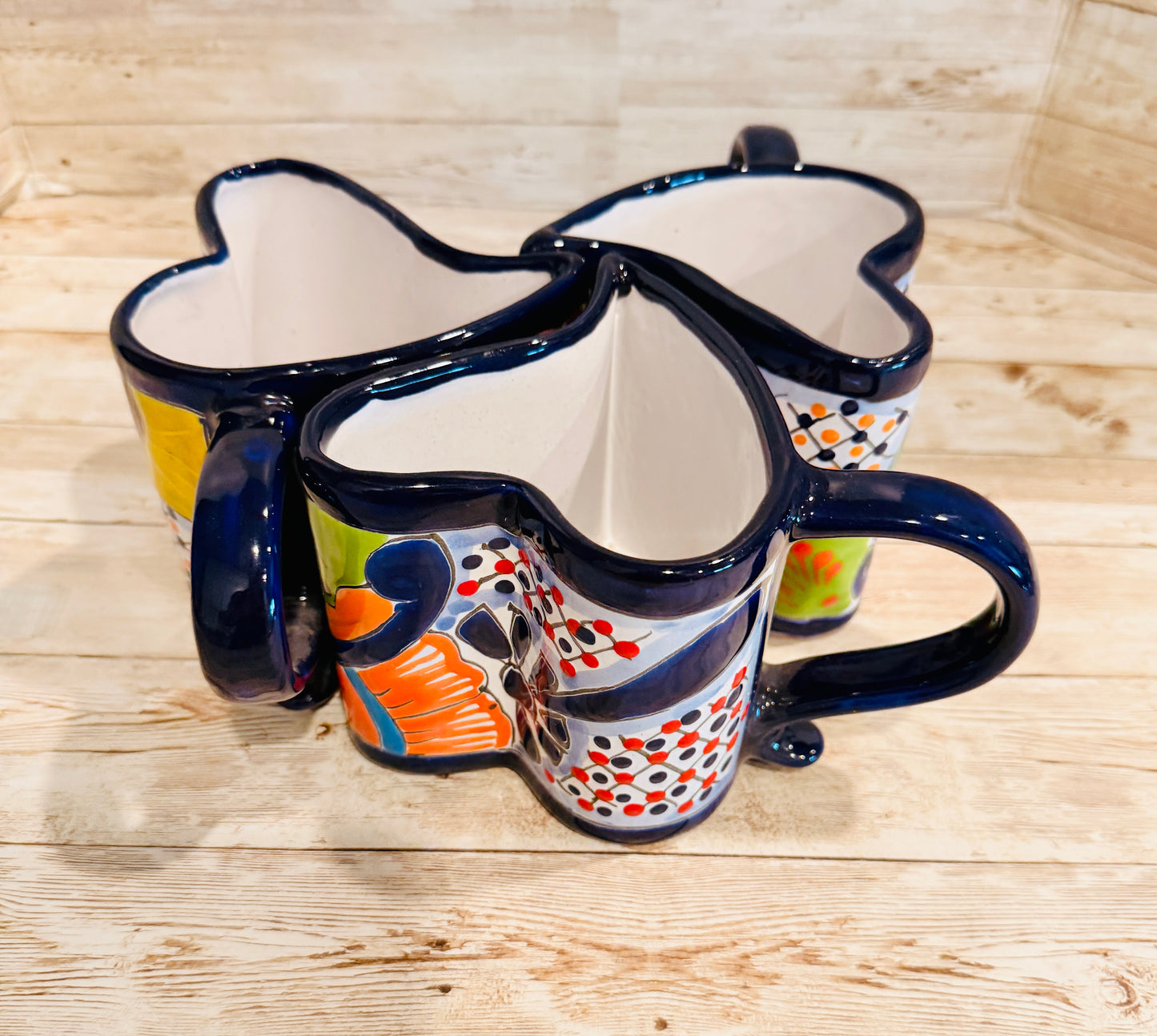 Tazas de Talavera en Forma de Corazon Mexican Heart Shaped Talavera Mugs