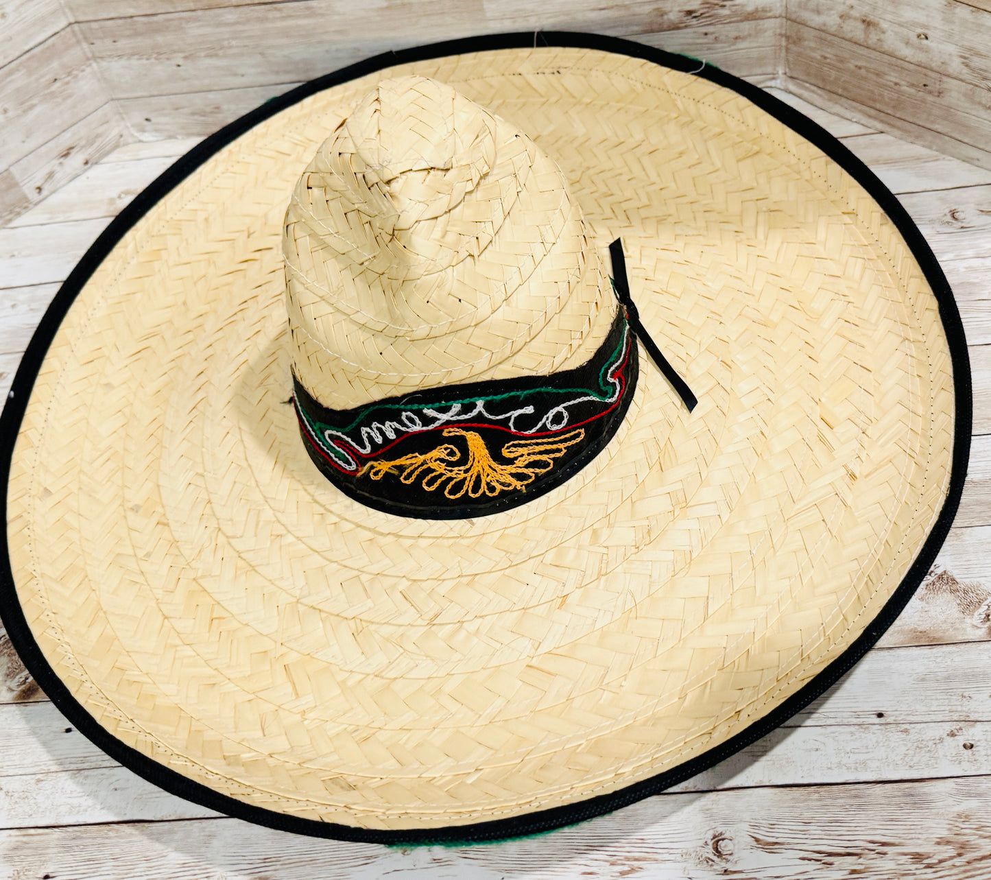 Sombrero Tradicional Mexicano de Palma Con Cinta Bordada De Mexico Straw Hat