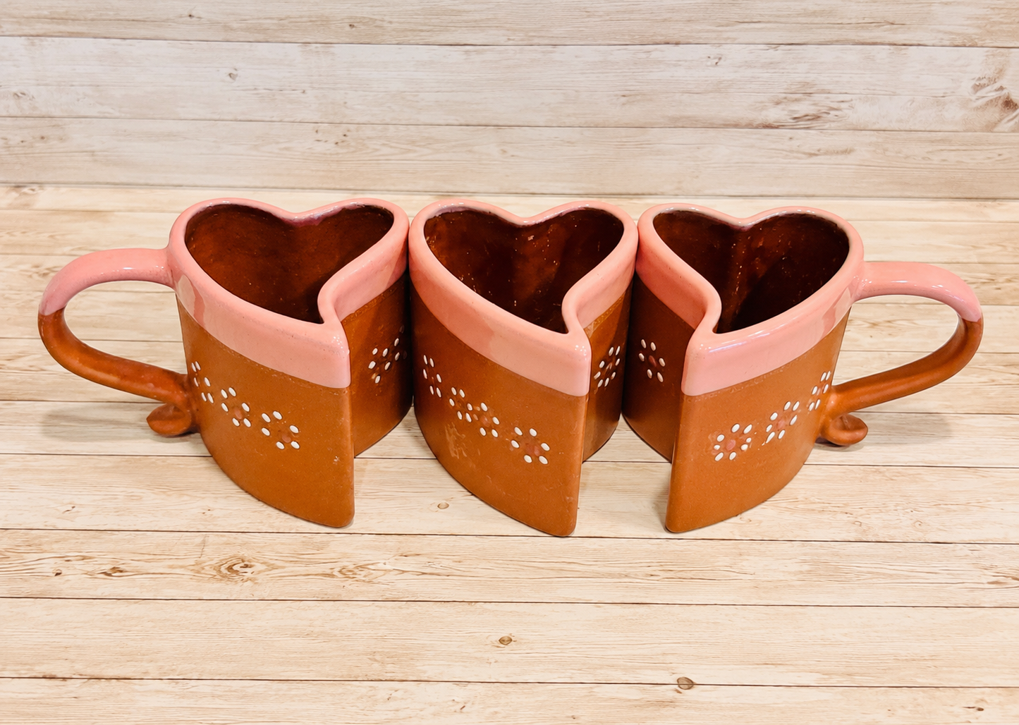 Tazas Forma Corazon de Barro Mexicano Mexican Terracota Heart Shaped Mugs