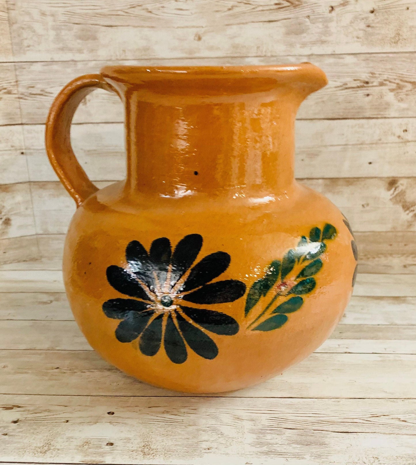 Terra Cotta Mexican Art Pottery Pitcher Jarra Artesanal Mexicana de Barro