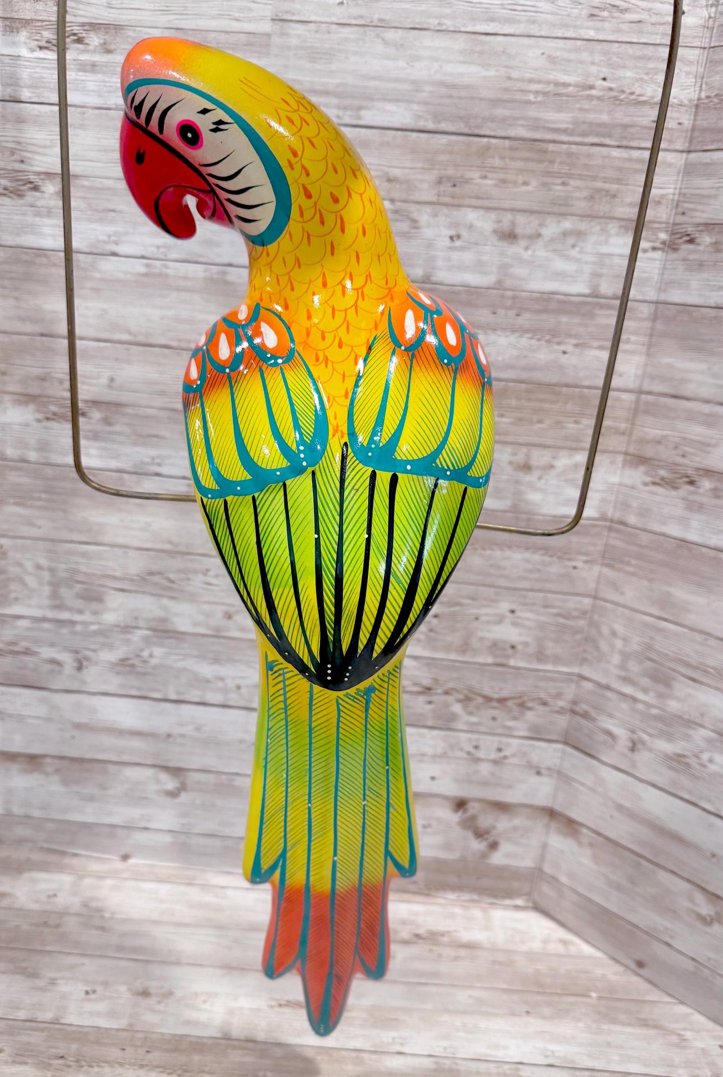 Hanging Exotic Bird in Ring Mexican Pottery Ceramic Pajaro De Cerámica