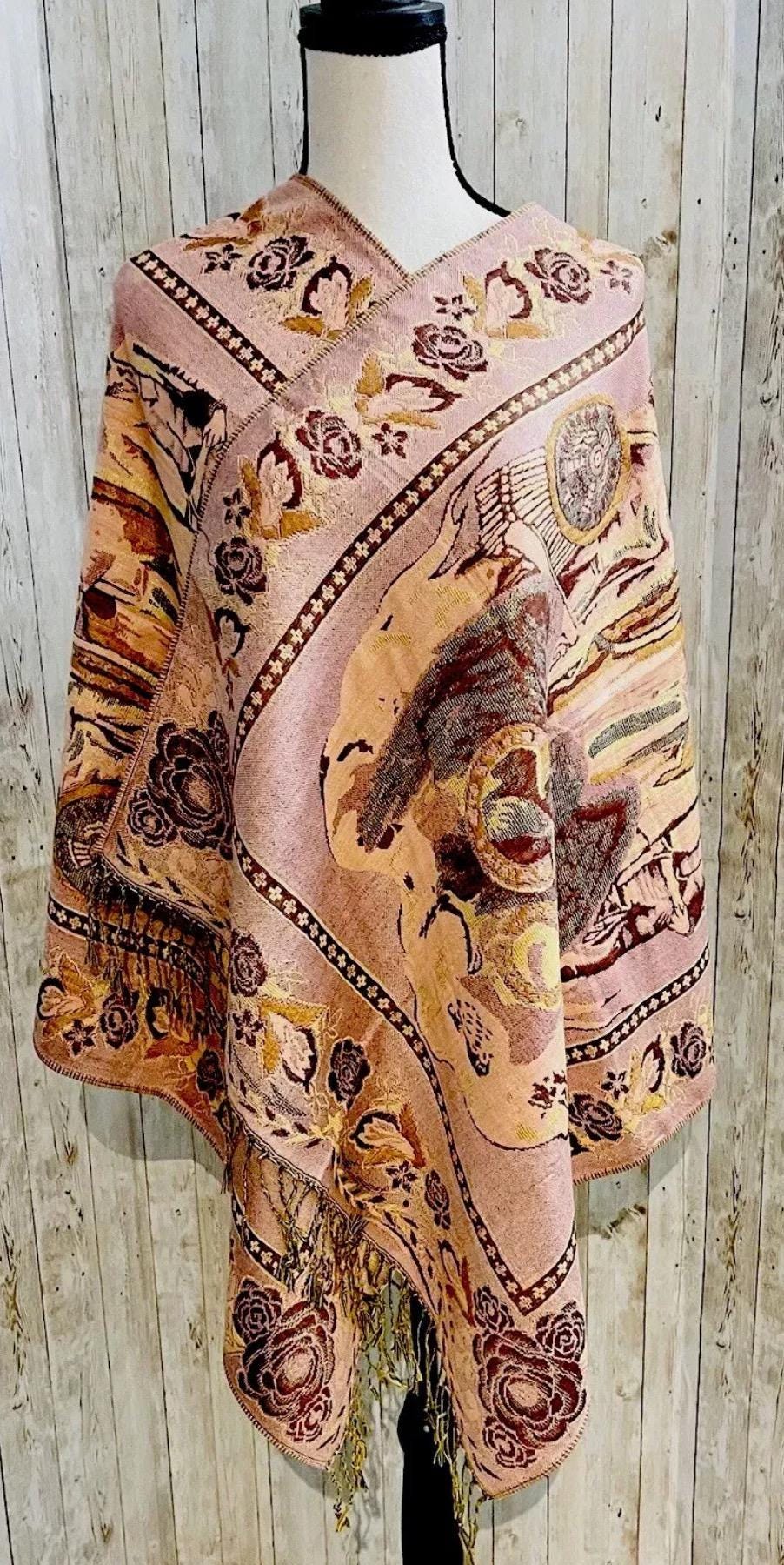 Virgin Mary Mexican Shawls Rebosos Wraps Rebosos de La Virgen Maria con Emiliano Zapata y Montezuma