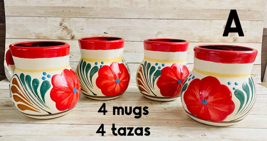 Mexican Jumbo Terracota Pottery Mugs Tazas de Barro Grandes Artesanales Engove