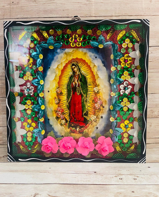 Nicho Mexicano de La Virgen Maria Virgin Mary  Shadow Box Lady of Guadalupe