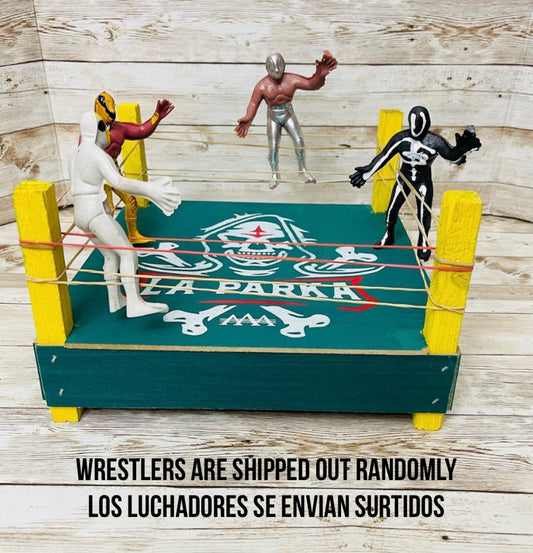 Mexican Lucha Libre Toy Wrestler Fighting Ring with 4 Luchadores Ring de Luchadores con 4 Figuras