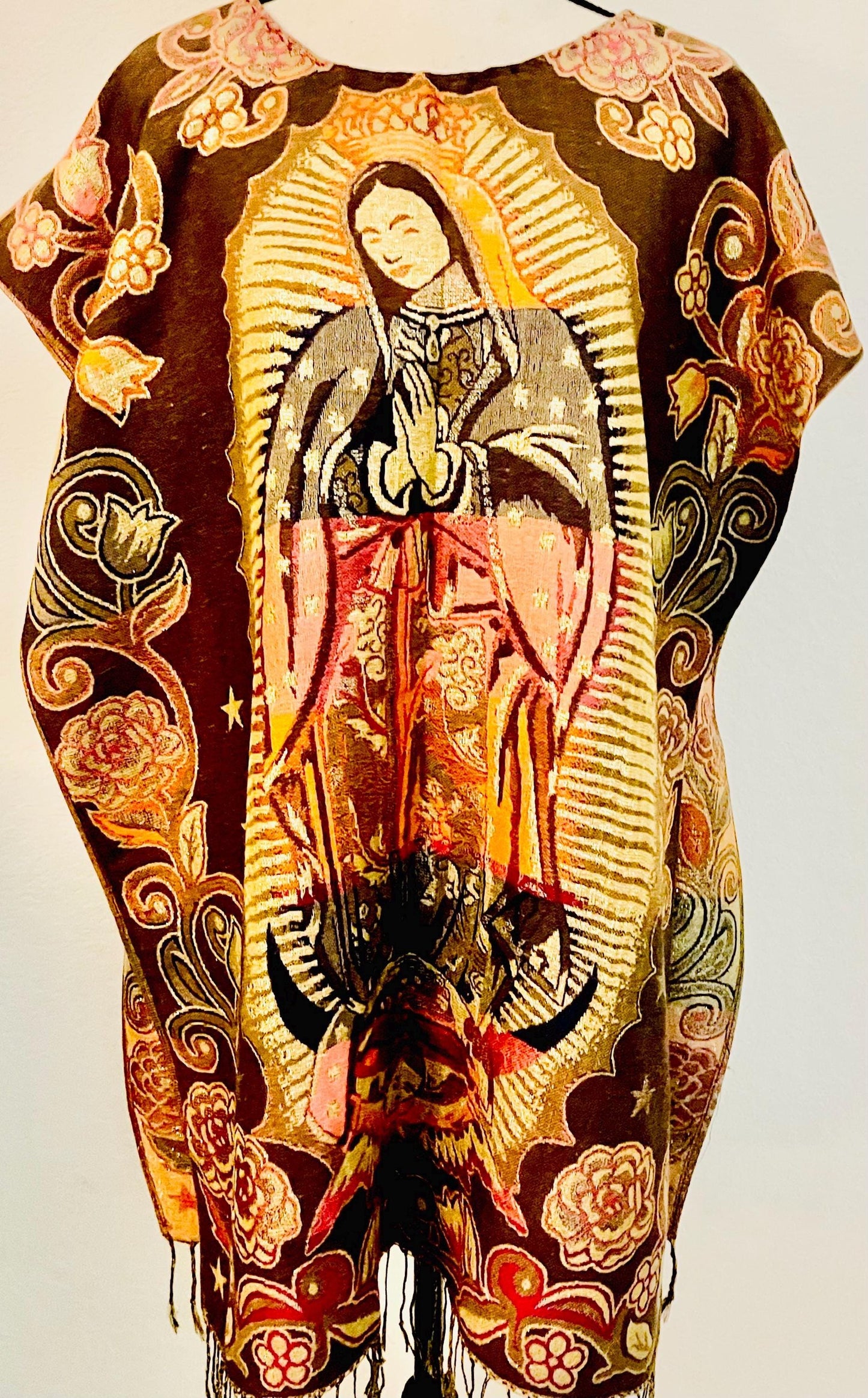 Virgin Mary Mexican Poncho Gavan de La Virgen Maria Poncho Mexicano Delgado de La Virgen Maria