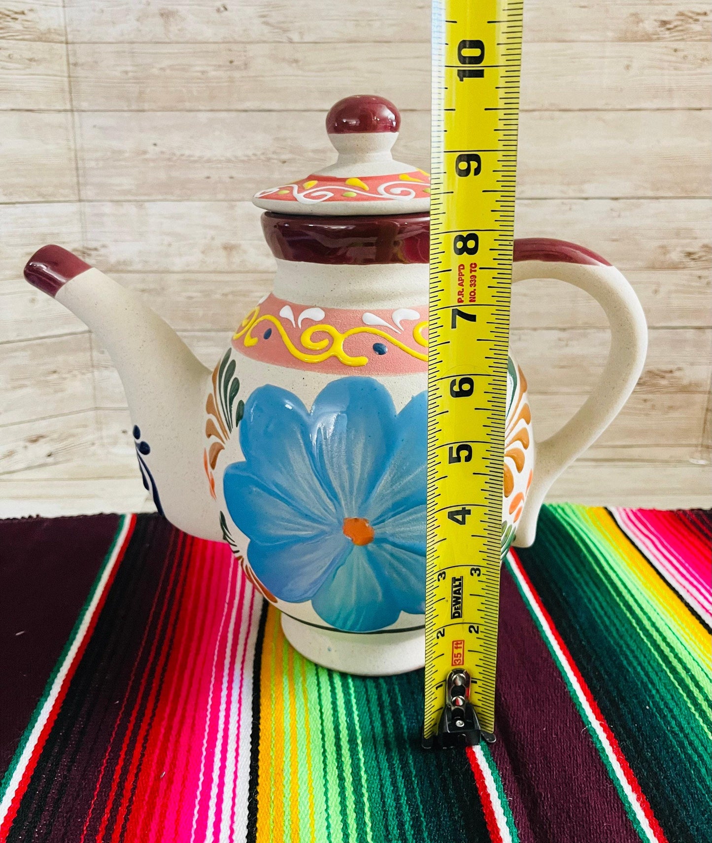 Terra Cotta Mexican Art Pottery CoffeeTea Pot Jarra Lechera Cafetera Artesanal Mexicana Engove