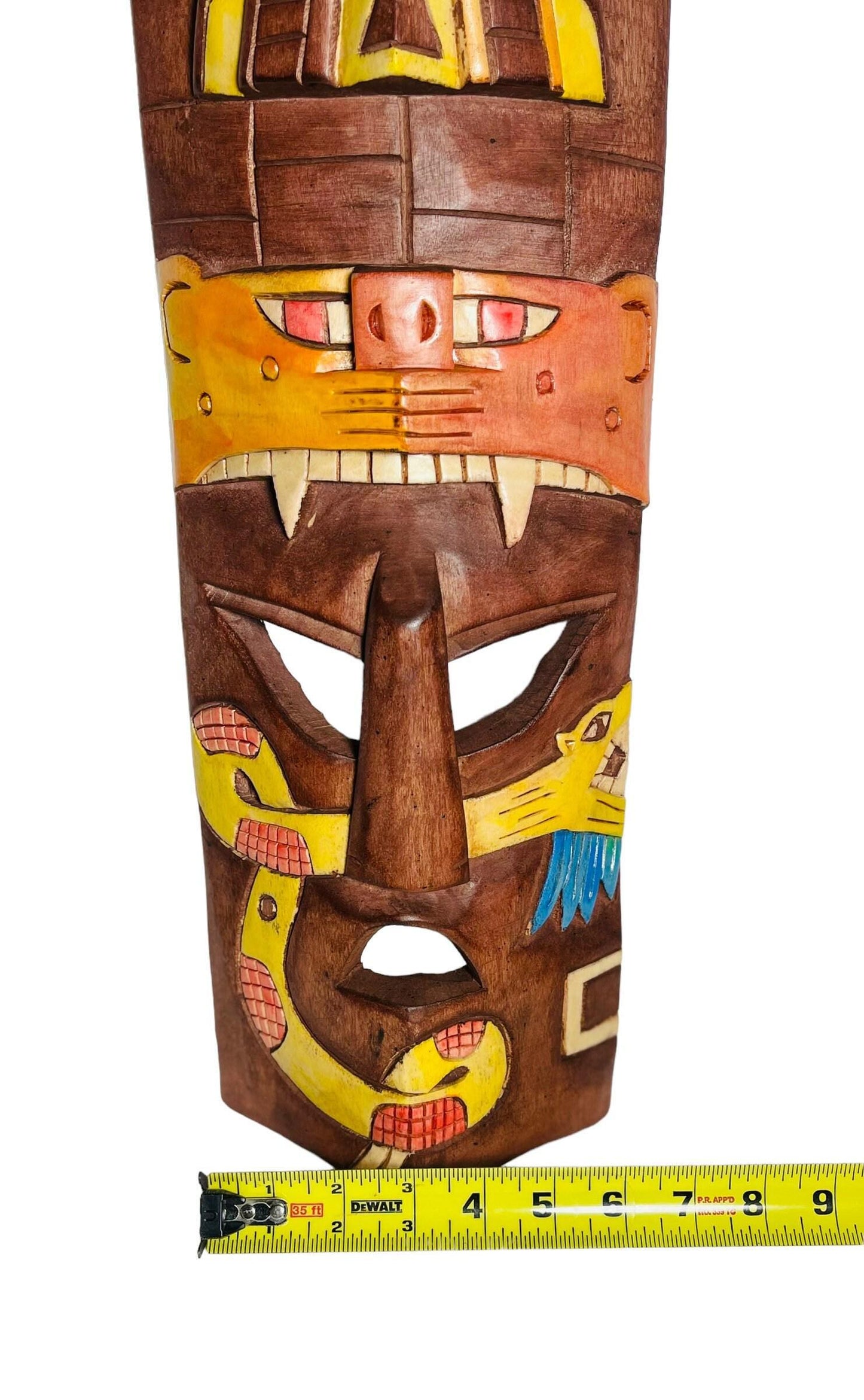 Prehistoric Wooden Mask Mayan Culture Hsnd Carved  Mexican Wall Art Artesanias Mexicana Mascara Maya De Madera