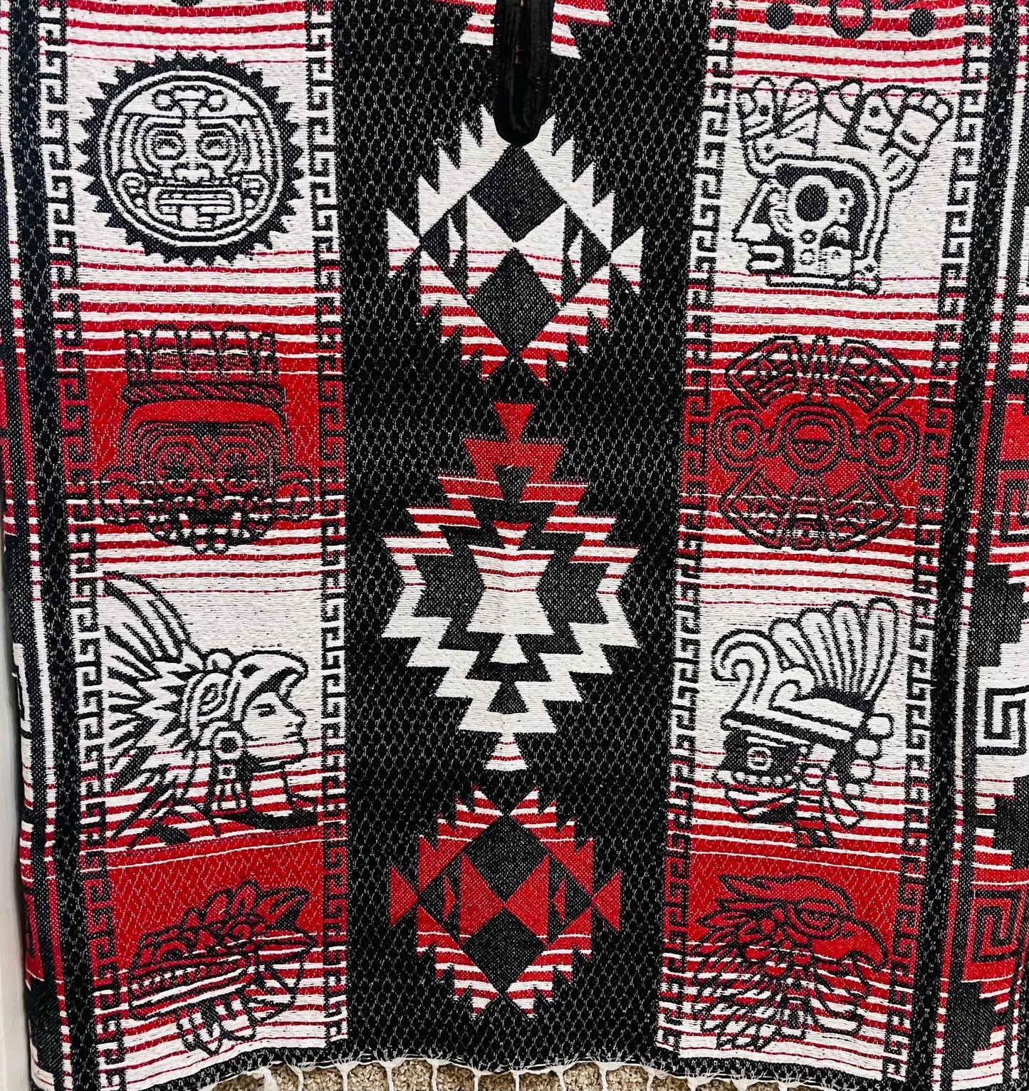 Mexican Greek Aztec Calendar Double Sided Poncho Poncho Mexicano Doble Vista Calendario Azteca Greco