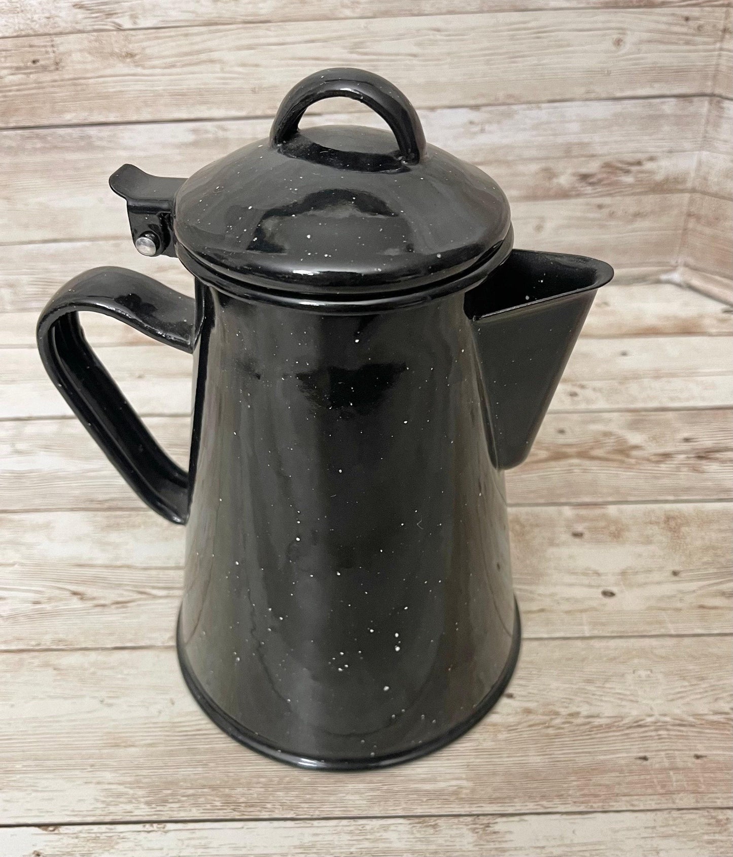 Enamelware Coffee Tea Pot & 2  Cups Cafetera de Peltre con 2 Tazas Peltre Mexicano