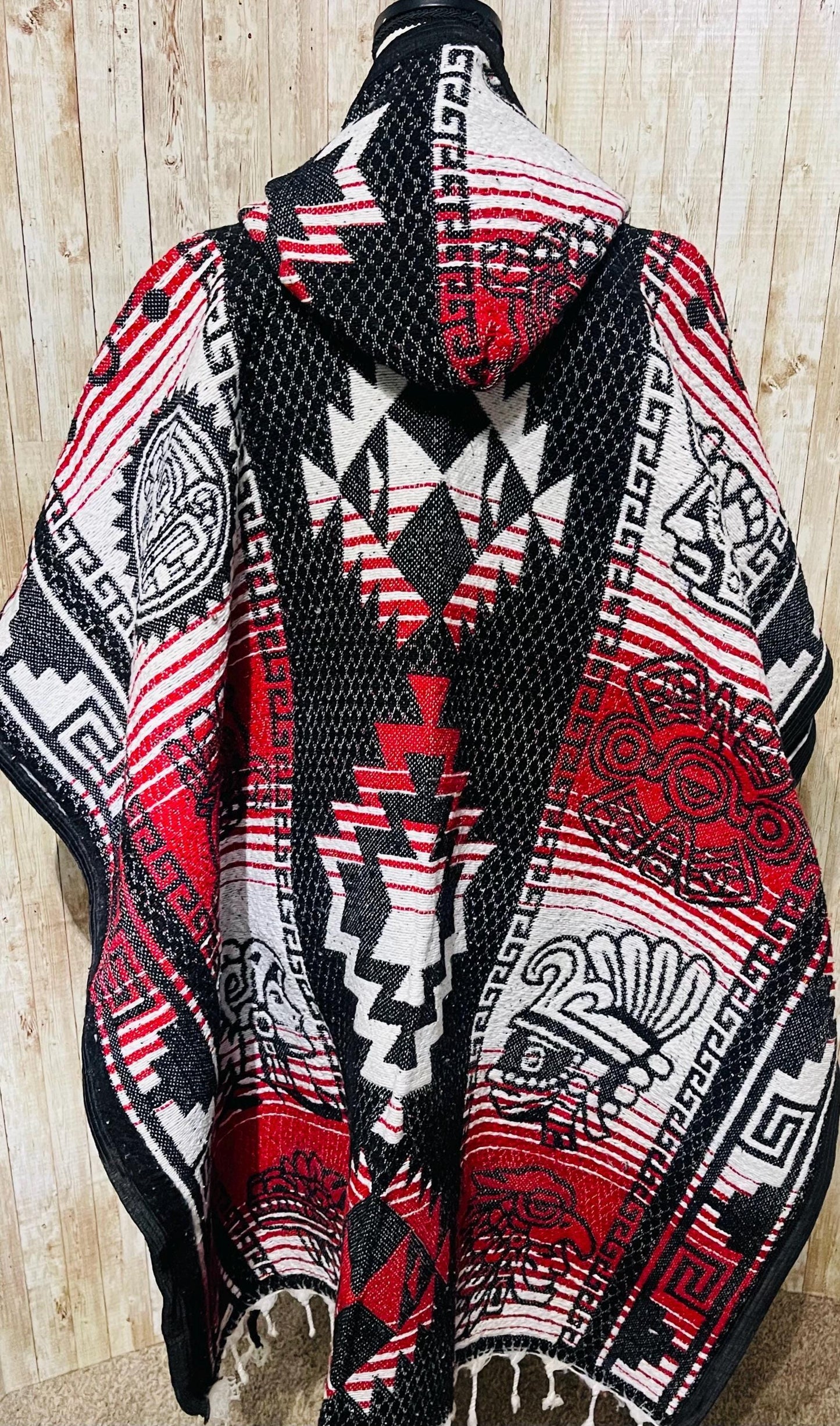Mexican Greek Aztec Calendar Double Sided Poncho Poncho Mexicano Doble Vista Calendario Azteca Greco