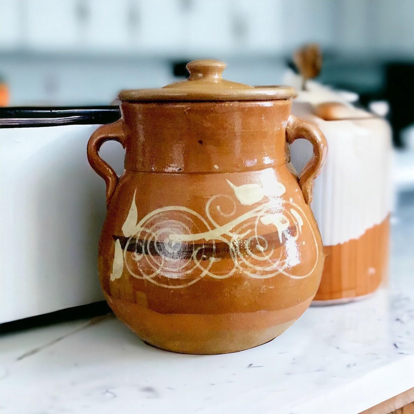 Olla de Barro Decorada con Tapa Clay Pot with lid Fits Up To 1 Kg Terracota Pot
