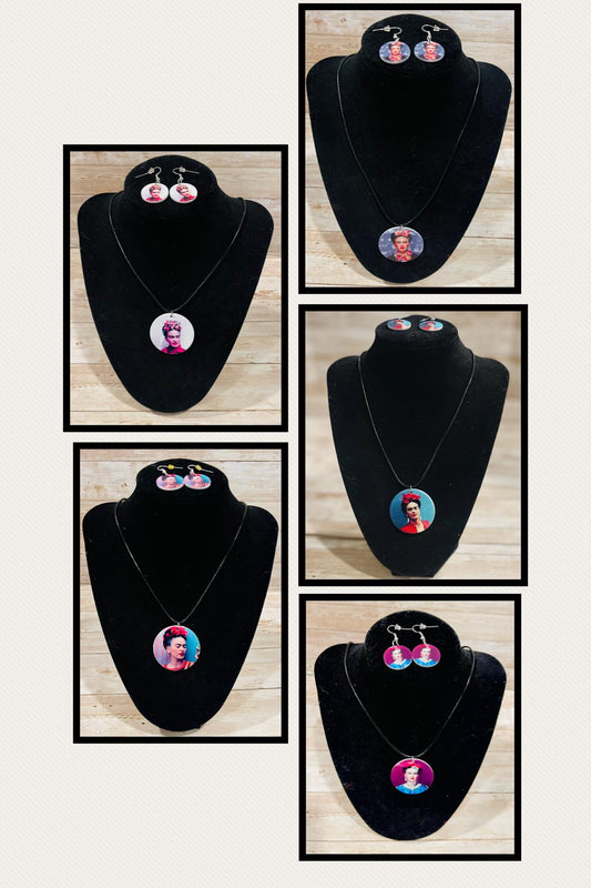 Frida Kahlo Earrings And Necklace Jewelry Set Collar Y Aretes De Frida Kahlo